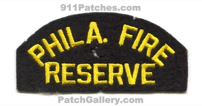 Philadelphia Fire Department Reserve Patch (Pennsylvania)
Scan By: PatchGallery.com
Keywords: dept. phila. pfd