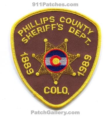 Phillips County Sheriffs Department Patch (Colorado)
Scan By: PatchGallery.com
Keywords: co. dept. office 1889 1989