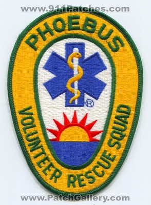 Phoebus Volunteer Rescue Squad EMS Patch (Virginia)
Scan By: PatchGallery.com
Keywords: vol. ambulance
