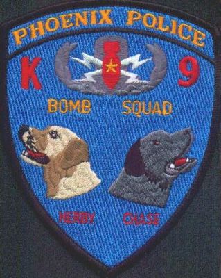 Phoenix Police K-9 Bomb Squad
Thanks to EmblemAndPatchSales.com for this scan.
Keywords: arizona k9