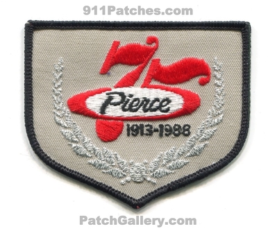 Pierce Manufacturing Fire Apparatus 75 Years Patch (Wisconsin)
Scan By: PatchGallery.com
Keywords: engines trucks 1913-1988
