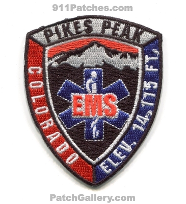 Pikes Peak Emergency Medical Services EMS Patch (Colorado)
[b]Scan From: Our Collection[/b]
Keywords: elevation elev. 14,115 feet ft.