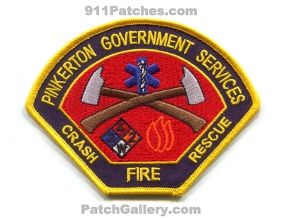 Pinkerton Government Services Crash Fire Rescue CFR Department Patch (California)
Scan By: PatchGallery.com
Keywords: dept. arff aircraft airport firefighter firefighting