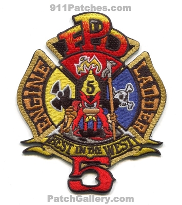 Plano Fire Department Station 5 Patch (Texas)
Scan By: PatchGallery.com
[b]Patch Made By: 911Patches.com[/b]
Keywords: dept. engine ladder company co. fpd pfd best in the west yosemite sam