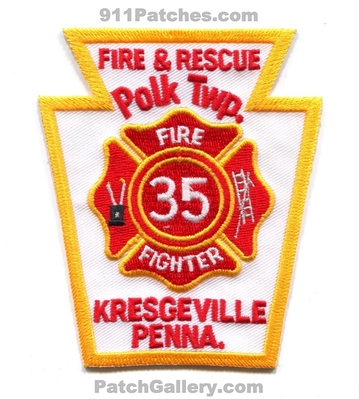 Polk Township Fire and Rescue Department 35 Firefighter Kresgeville Patch (Pennsylvania)
Scan By: PatchGallery.com
Keywords: twp. & dept. penna.