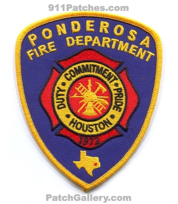 Ponderosa Fire Department Patch (Texas)
Scan By: PatchGallery.com
Keywords: dept. duty commitment pride houston 1972