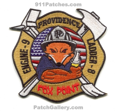 Providence Fire Department Engine 9 Ladder 8 Patch (Rhode Island)
Scan By: PatchGallery.com
[b]Patch Made By: 911Patches.com[/b]
Keywords: dept. company co. station fox point