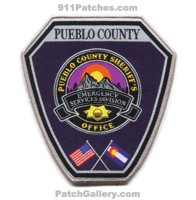 Pueblo County Sheriffs Office Emergency Services Division Patch (Colorado)
[b]Scan From: Our Collection[/b]
[b]Patch Made By: 911Patches.com[/b]
Keywords: co. department dept. es