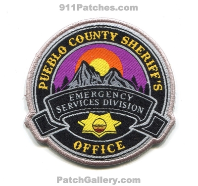 Pueblo County Sheriffs Office Emergency Services Division Patch (Colorado)
[b]Scan From: Our Collection[/b]
[b]Patch Made By: 911Patches.com[/b]
Keywords: co. department dept. es