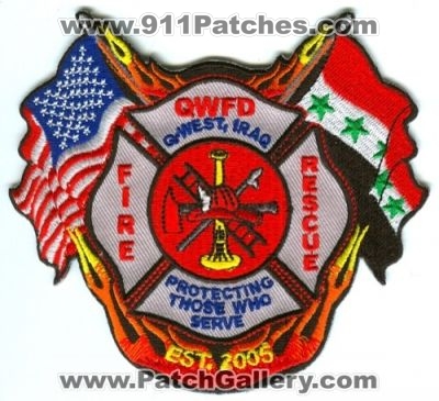 Q-West Fire Rescue Department (Iraq)
Scan By: PatchGallery.com
Keywords: qayyarah dept. qwfd protecting those who serve