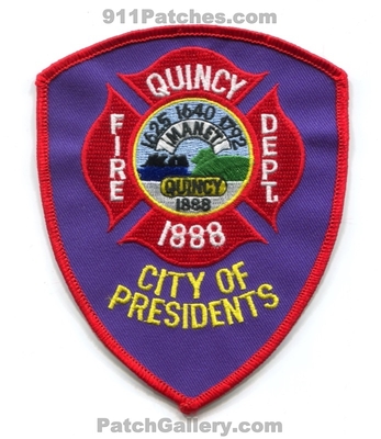 Quincy Fire Department Patch (Massachusetts)
Scan By: PatchGallery.com
Keywords: dept. city of presidents 1625 1640 1792 manet 1888