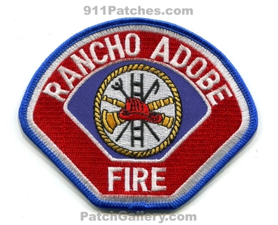 Rancho Adobe Fire Department Patch (California)
Scan By: PatchGallery.com
Keywords: dept.