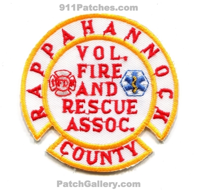 Rappahannock County Volunteer Fire and Rescue Association Patch (Virginia)
Scan By: PatchGallery.com
Keywords: co. vol. & assoc. assn. department dept.
