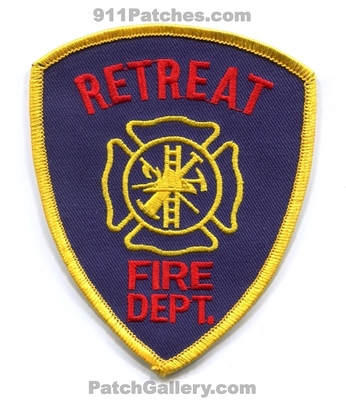 Retreat Fire Department Patch (Texas)
Scan By: PatchGallery.com
Keywords: dept.