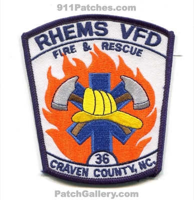 Rhems Volunteer Fire Rescue Department 36 Craven County Patch (North Carolina)
Scan By: PatchGallery.com
Keywords: vol. dept. vfd & and co.