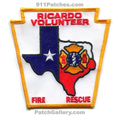 Ricardo Volunteer Fire Rescue Department Patch (Texas)
Scan By: PatchGallery.com
Keywords: vol. dept.