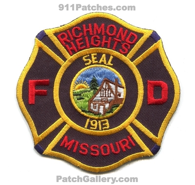 Richmond Heights Fire Department Patch (Missouri)
Scan By: PatchGallery.com
Keywords: dept. fd seal 1913