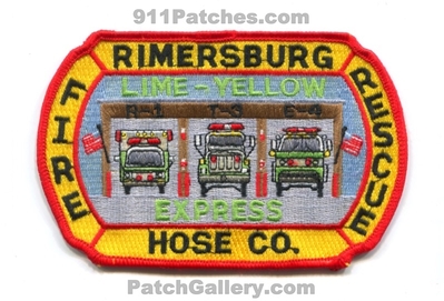 Rimersburg Fire Rescue Department Hose Company Patch (Pennsylvania)
Scan By: PatchGallery.com
Keywords: dept. co. lime yellow express station rescue 1 r-1 tender 3 t-3 engine 4 e-4