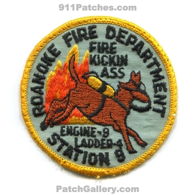 Roanoke Fire Department Station 9 Patch (Virginia)
Scan By: PatchGallery.com
Keywords: dept. kickin ass engine ladder truck company co.