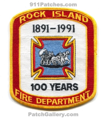 Rock Island Fire Department 100 Years Patch (Illinois)
Scan By: PatchGallery.com
Keywords: dept. 100th anniversary 1891-1991