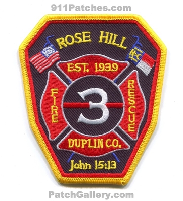 Rose Hill Fire Rescue Department 3 Duplin County Patch (North Carolina)
Scan By: PatchGallery.com
Keywords: dept. co. est. 1939 john 15:13