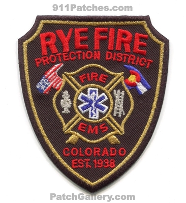 Rye Fire Protection District Patch (Colorado)
[b]Scan From: Our Collection[/b]
Keywords: prot. dist. ems department dept.
