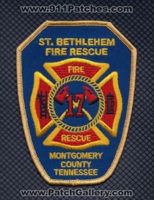 Saint Bethlehem Fire Rescue Department 17 (Tennessee)
Thanks to Paul Howard for this scan.
Keywords: st. dept. montgomery county