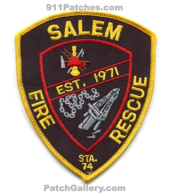 Salem Fire Rescue Department Station 74 Patch (North Carolina)
Scan By: PatchGallery.com
Keywords: dept. sta. est. 1971