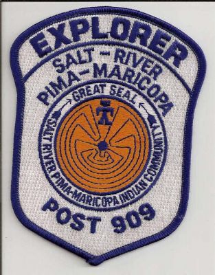 Salt River Pima Maricopa Indian Community Tribal Police Explorer Post 909 (Arizona)
Thanks to EmblemAndPatchSales.com for this scan.
