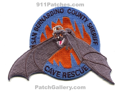 San Bernardino County Sheriffs Office Cave Rescue Patch (California)
Scan By: PatchGallery.com
Keywords: co. department dept. bat