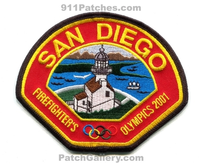 San Diego Fire Department Firefighters Olympics 2001 Patch (California)
Scan By: PatchGallery.com
Keywords: dept. games