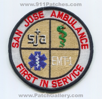 San Jose Ambulance EMT 1 Patch (California)
Scan By: PatchGallery.com
Keywords: sja ems emergency medical technician one emt-1 emi-i first in service