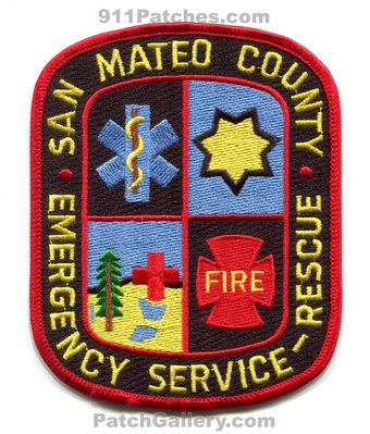 San Mateo County Fire Rescue Department Emergency Services Patch (California)
Scan By: PatchGallery.com
Keywords: co. es