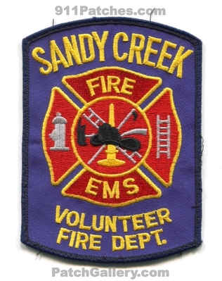Sandy Creek Volunteer Fire Department Patch (Texas)
Scan By: PatchGallery.com
Keywords: vol. dept. ems
