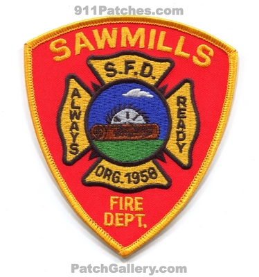 Sawmills Fire Department Patch (North Carolina)
Scan By: PatchGallery.com
Keywords: dept. always ready org. 1958