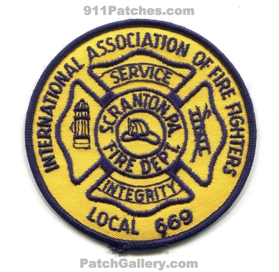 Scranton Fire Department IAFF Local 669 Patch (Pennsylvania)
Scan By: PatchGallery.com
Keywords: dept. i.a.f.f. international association of firefighters service integrity