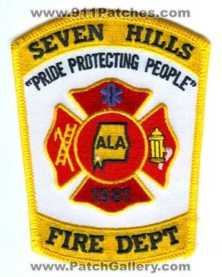 Seven Hills Fire Department (Alabama)
Scan By: PatchGallery.com
Keywords: dept. 7