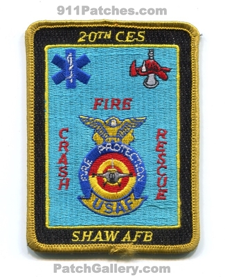 Shaw Air Force Base AFB Fire Protection Crash Rescue CFR 20th CES USAF Military Patch (South Carolina)
Scan By: PatchGallery.com
Keywords: prot. department dept. arff aircraft airport firefighter firefighting civil engineer squadron