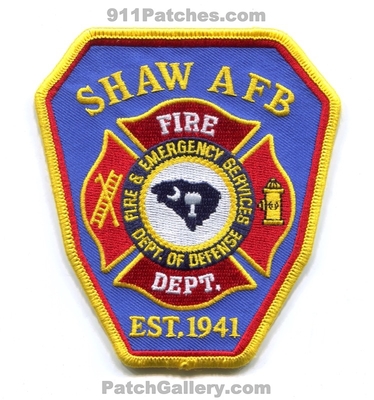 Shaw Air Force Base AFB Fire Department USAF Military Patch (South Carolina)
Scan By: PatchGallery.com
[b]Patch Made By: 911Patches.com[/b]
Keywords: dept. & and emergency services es of defense dod est. 1941