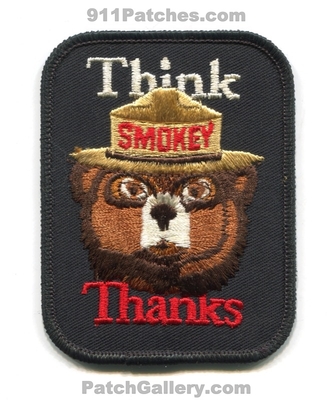 Smokey the Bear Think Thanks Forest Fire Wildfire Wildland Patch (No State Affiliation)
Scan By: PatchGallery.com
