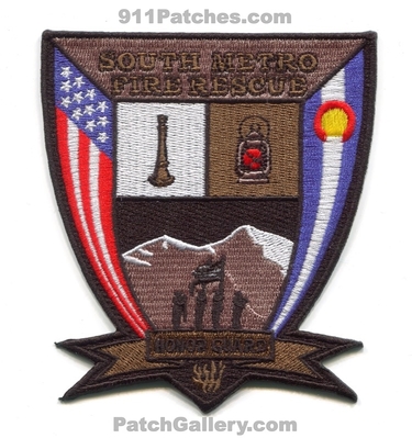 South Metro Fire Rescue Department Honor Guard Patch (Colorado)
[b]Scan From: Our Collection[/b]
[b]Patch Made By: 911Patches.com[/b]
Keywords: dept. smfr s.m.f.r. company co. station