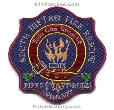 South Metro Fire Rescue Department Pipes and Drums Patch (Colorado)
[b]Scan From: Our Collection[/b]
[b]Patch Made By: 911Patches.com[/b]
Keywords: dept. smfr s.m.f.r.