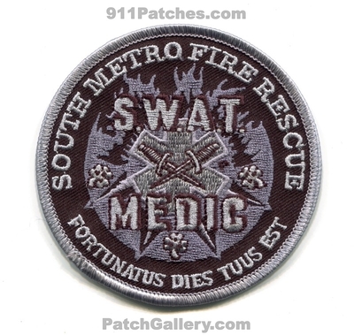 South Metro Fire Rescue Department SWAT Medic Patch (Colorado)
[b]Scan From: Our Collection[/b]
[b]Patch Made By: 911Patches.com[/b]
Keywords: smfr dept. tactical paramedic police sheriffs office fortunatus dies tuus est