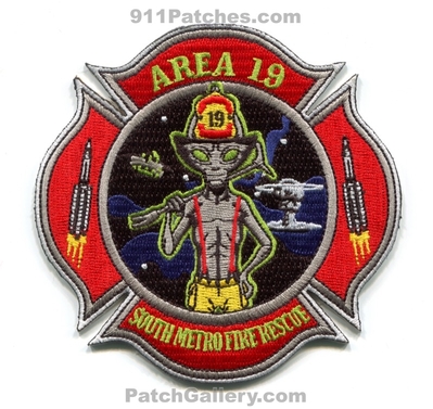 South Metro Fire Rescue Department Station 19 Patch (Colorado)
[b]Scan From: Our Collection[/b]
[b]Patch Made By: 911Patches.com[/b]
Keywords: smfra s.m.f.r.a. authority dept. company co. area 19 alien
