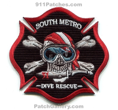 South Metro Fire Rescue Department Station 31 Dive Rescue Patch (Colorado)
[b]Scan From: Our Collection[/b]
[b]Patch Made By: 911Patches.com[/b]
Keywords: dept. smfr company co. scuba diver water pirate skull