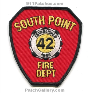 South Point Fire Department Patch (North Carolina)
Scan By: PatchGallery.com
Keywords: dept. established 1956