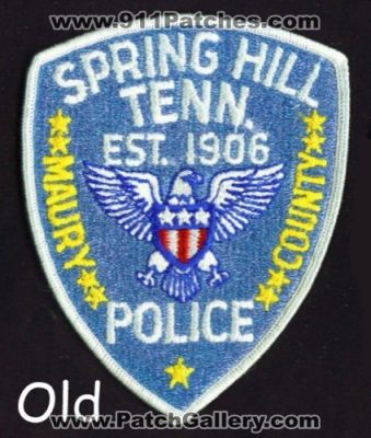Spring Hill Police Department (Tennessee)
Thanks to apdsgt for this scan.
Keywords: dept. tenn. maury county