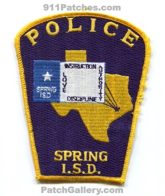 Spring Independent School District ISD Police Department Patch (Texas)
Scan By: PatchGallery.com
Keywords: i.s.d. dept.