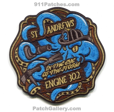 Saint Andrews Fire Department Engine 302 Patch (South Carolina)
Scan By: PatchGallery.com
[b]Patch Made By: 911Patches.com[/b]
Keywords: st. dept. company co. station charleston in the eye of the storm octopus