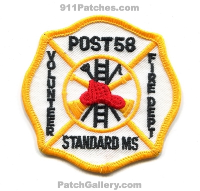 Standard Volunteer Fire Department Explorer Post 58 Patch (Mississippi)
Scan By: PatchGallery.com
Keywords: vol. dept. ms